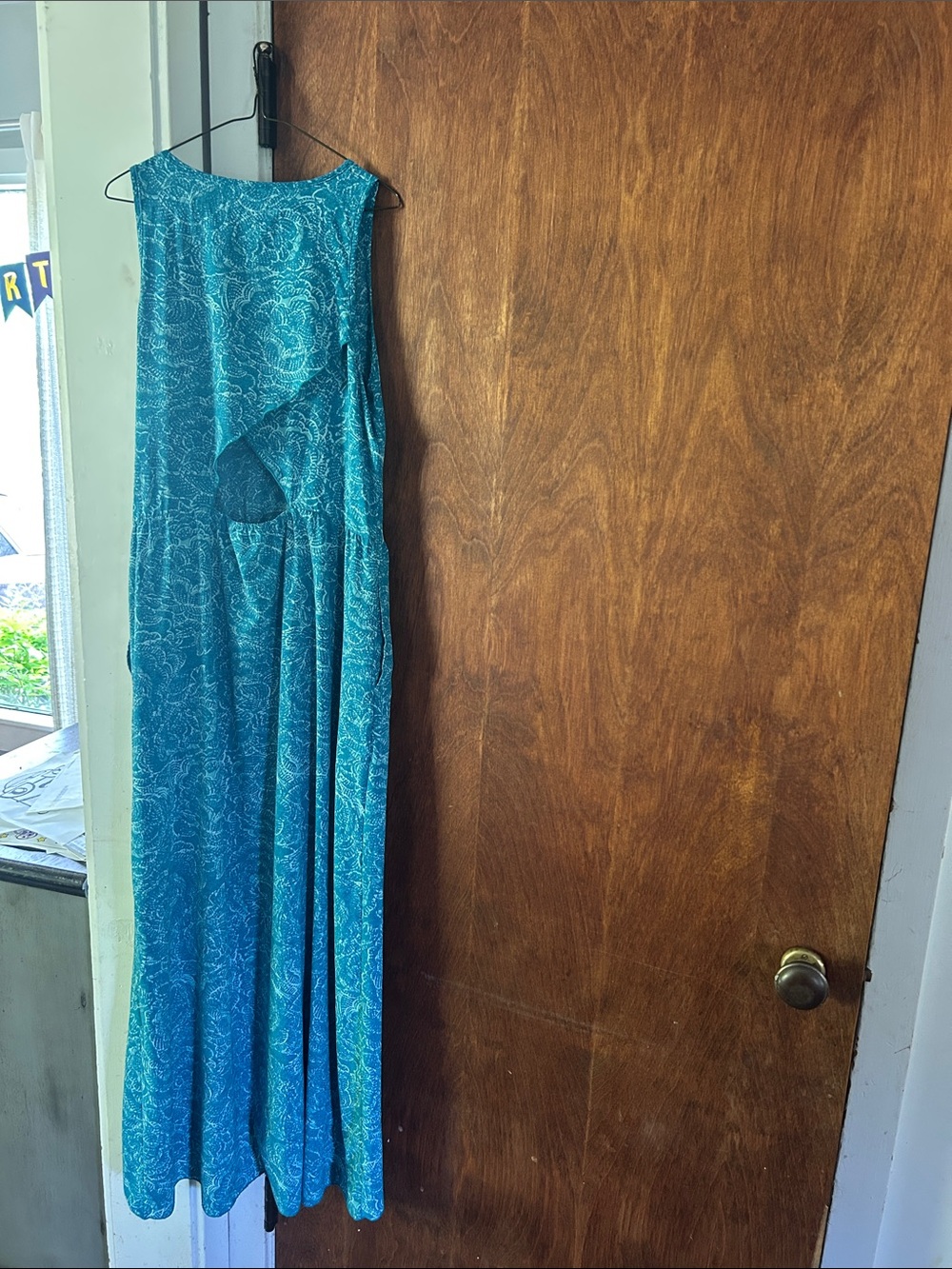 Toad&Co Teal Sleeveless Floral-Print Maxi Jumpsuit - Picture 4 of 4